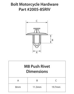 Rivets plastique M8 XL BOLT - 10 pièces