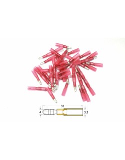 Bout à bout mâle rond à sertir thermo-rétractable BIHR Ø0,5mm²/1,5mm² - 50pcs transparent rouge