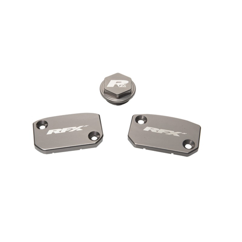 Jeu de bouchons de réservoir RFX Pro (Gris minéral) - KTM SX/SXF (Frein et embrayage Brembo) Jeu de bouchons de réservoir RFX Pro (Gris minéral) - KTM SX/SXF (Frein et embrayage Brembo)