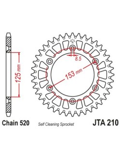 Couronne JT SPROCKETS aluminium ultra-light anti-boue 210 - 520