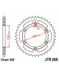 Couronne JT SPROCKETS acier standard 808 - 520