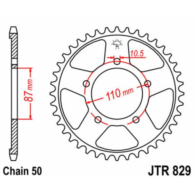 Couronne JT SPROCKETS acier standard 829 - 530 Couronne JT SPROCKETS acier standard 829 - 530