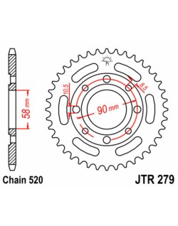 Couronne JT SPROCKETS acier standard 279 - 520