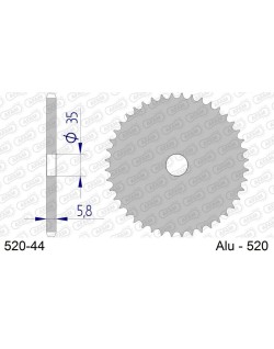 Couronne AFAM aluminium ultra-light anodisé dur 17404 - 520