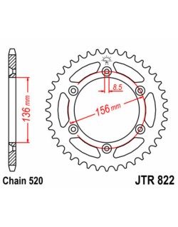 Couronne JT SPROCKETS acier standard 822 - 520