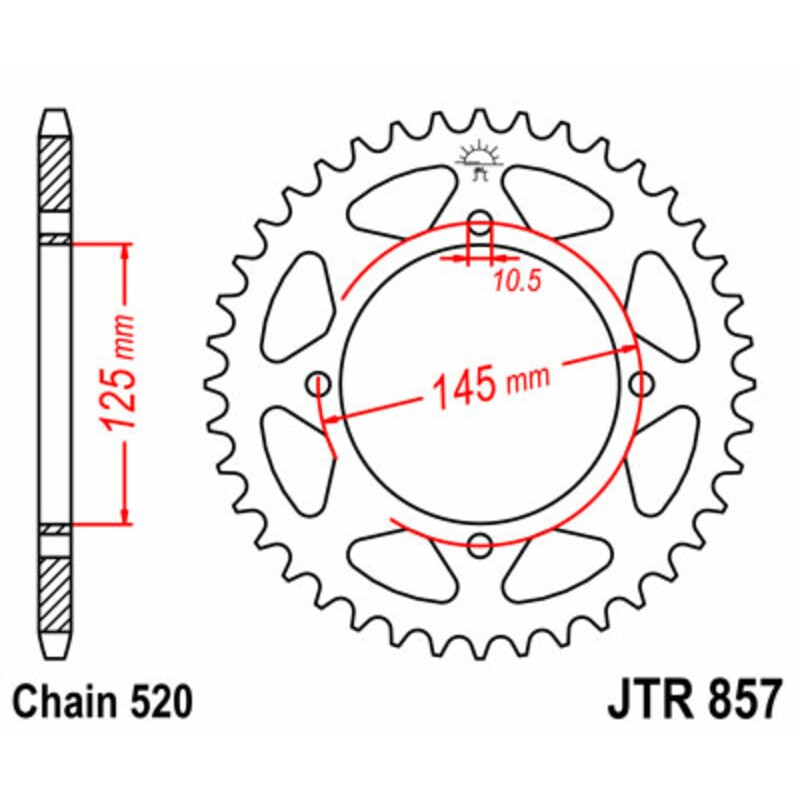 Couronne JT SPROCKETS acier standard 857 - 520 Couronne JT SPROCKETS acier standard 857 - 520