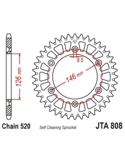 Couronne JT SPROCKETS aluminium ultra-light anti-boue 808 - 520