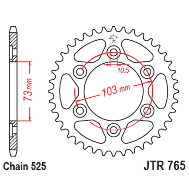 Couronne JT SPROCKETS acier standard 765 - 525