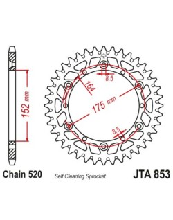 Couronne JT SPROCKETS aluminium ultra-light anti-boue 853 - 520