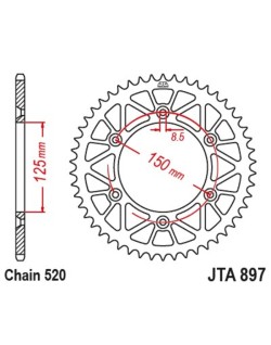 Couronne JT SPROCKETS Racelite aluminium noir 897 - 520