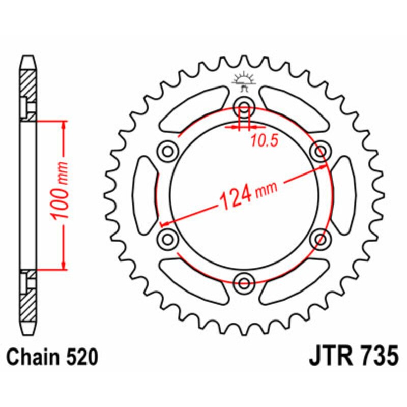Couronne JT SPROCKETS acier standard 735 - 520 Couronne JT SPROCKETS acier standard 735 - 520