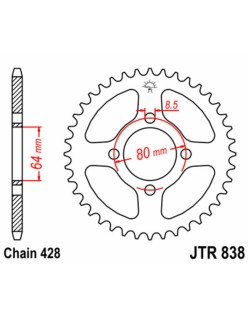 Couronne JT SPROCKETS acier standard 838 - 428