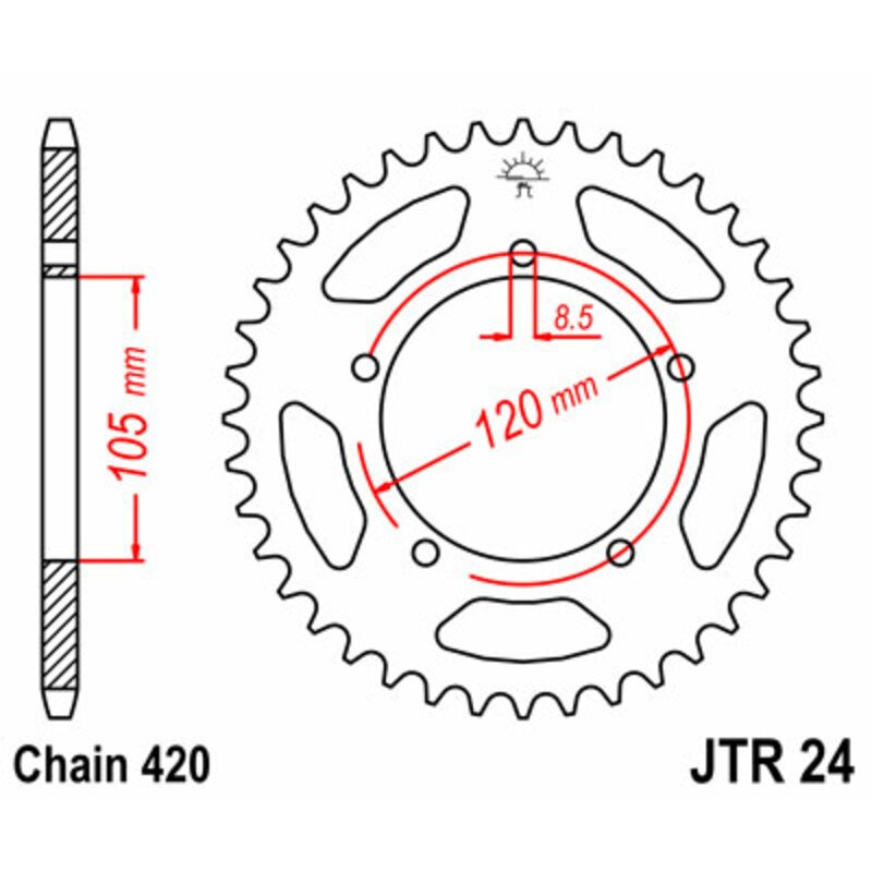 Couronne JT SPROCKETS acier standard 24 - 420 Couronne JT SPROCKETS acier standard 24 - 420