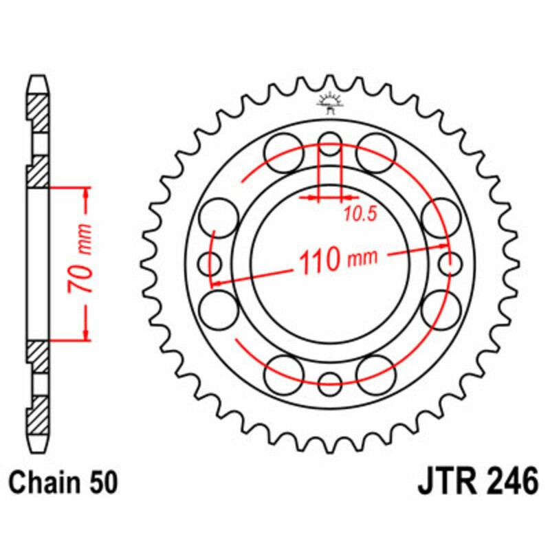 Couronne JT SPROCKETS acier standard 246 - 530 Couronne JT SPROCKETS acier standard 246 - 530