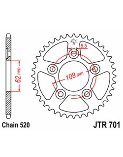 Couronne JT SPROCKETS acier standard 701 - 520