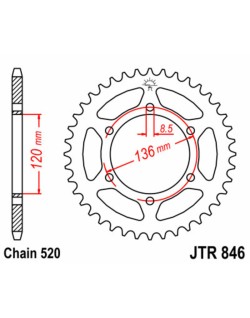 Couronne JT SPROCKETS acier standard 846 - 520