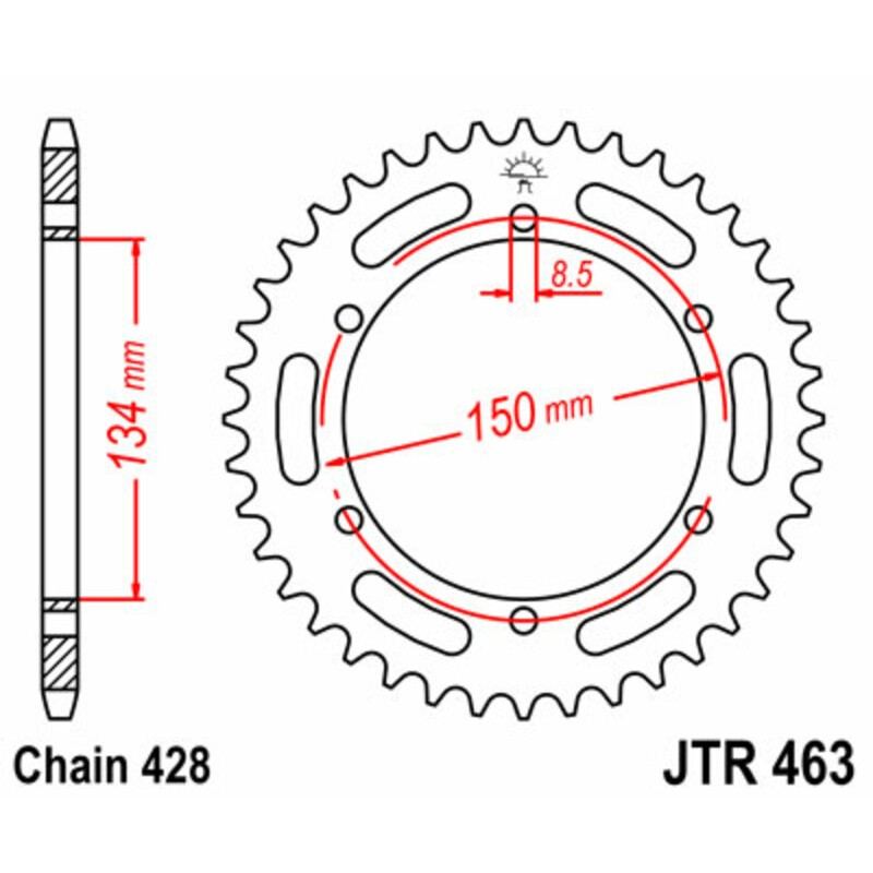 Couronne JT SPROCKETS acier standard 463 - 428 Couronne JT SPROCKETS acier standard 463 - 428