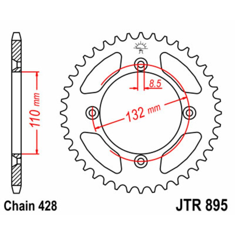Couronne JT SPROCKETS acier standard 895 - 428 Couronne JT SPROCKETS acier standard 895 - 428