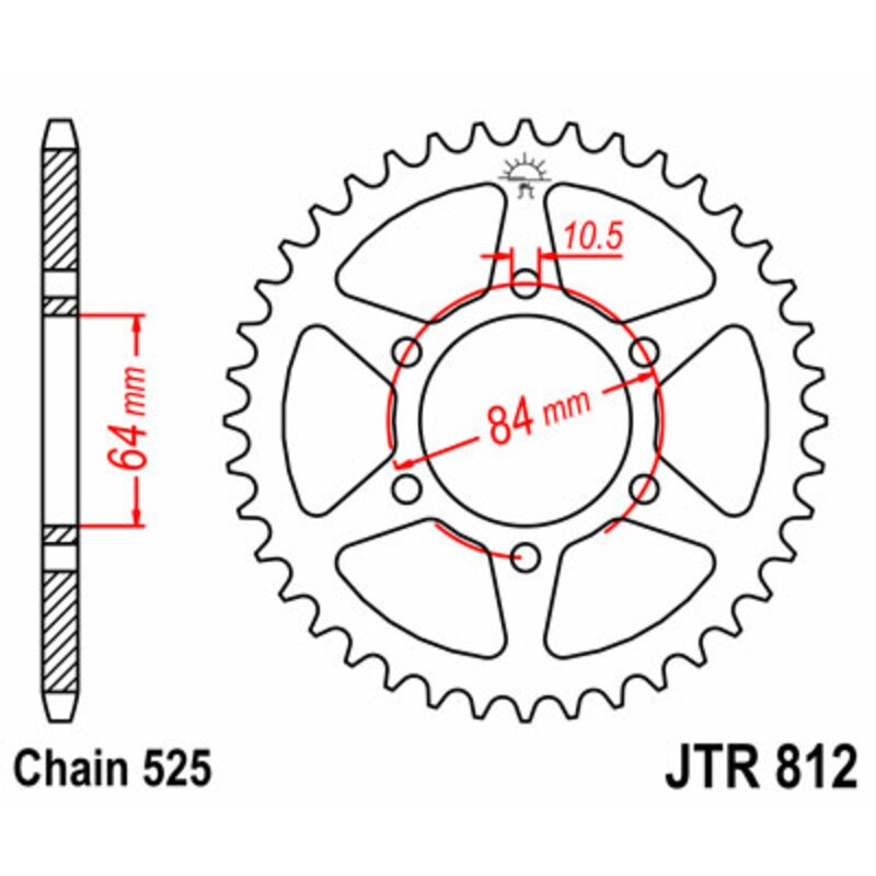 Couronne JT SPROCKETS acier standard 812 - 525 Couronne JT SPROCKETS acier standard 812 - 525