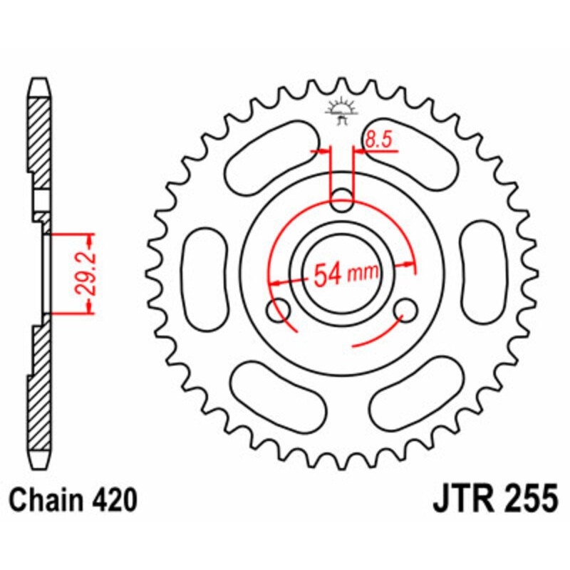 Couronne JT SPROCKETS acier standard 255 - 420 Couronne JT SPROCKETS acier standard 255 - 420