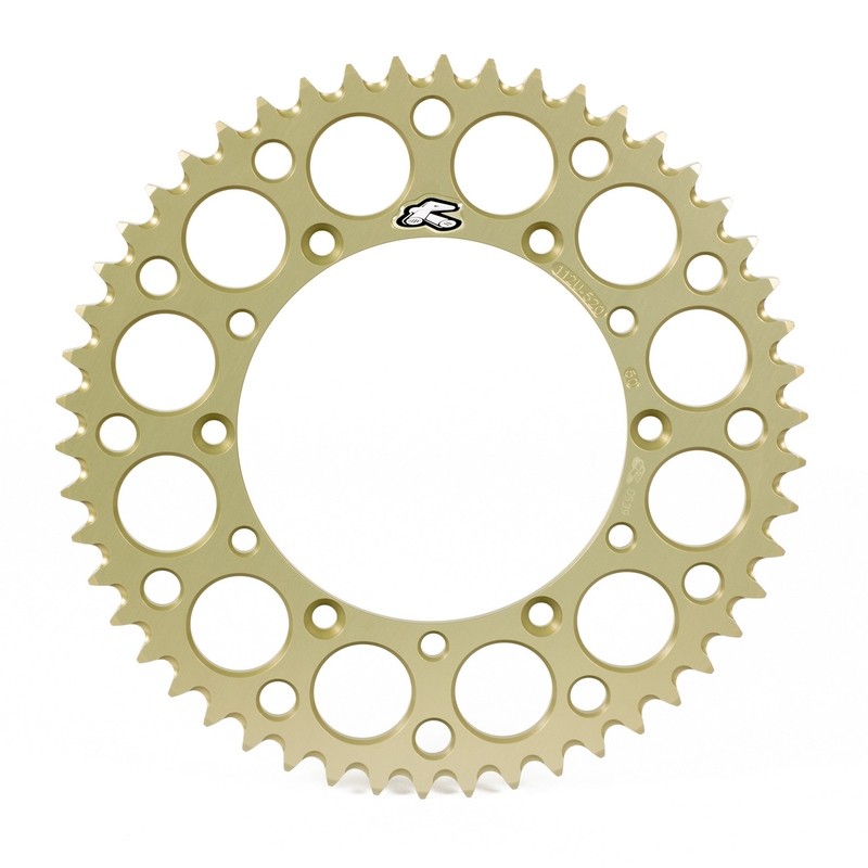 Couronne RENTHAL aluminium Ultra-Light anti-boue anodisé dur 123U - 520 Couronne RENTHAL aluminium Ultra-Light anti-boue anodisé dur 123U - 520