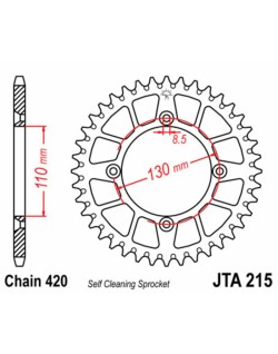 Couronne JT SPROCKETS aluminium Ultra-Light anti-boue 215 - 420