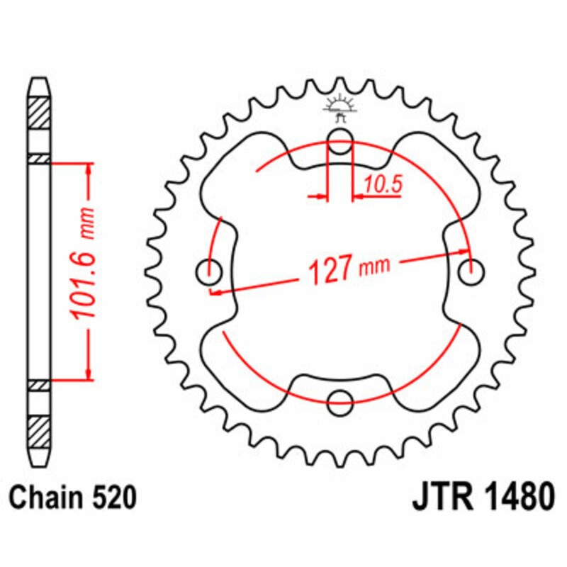 Couronne JT SPROCKETS acier standard 1480 - 520 Couronne JT SPROCKETS acier standard 1480 - 520