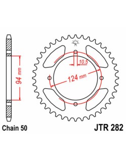 Couronne JT SPROCKETS acier standard 282 - 530