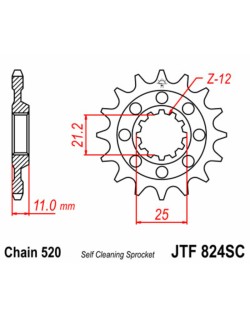 Pignon JT SPROCKETS acier anti-boue 824 - 520