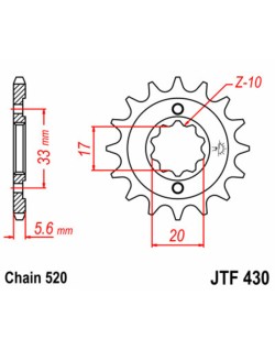 Pignon JT SPROCKETS acier standard 430 - 520