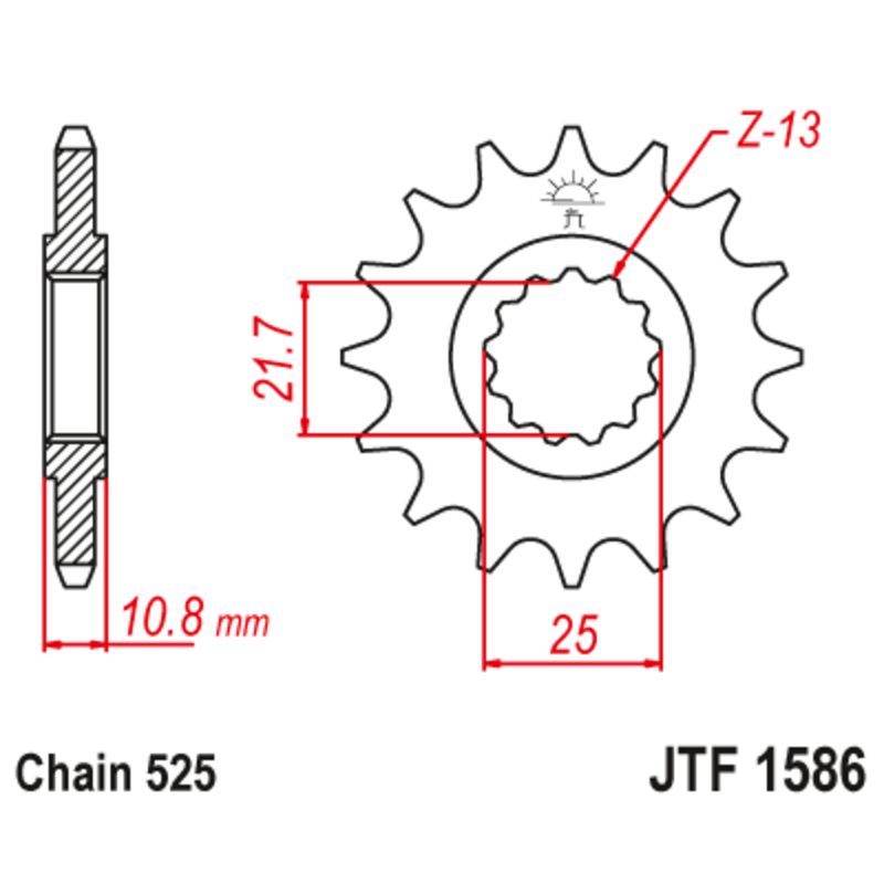 Pignon JT SPROCKETS acier anti-bruit 1586 - 525 Pignon JT SPROCKETS acier anti-bruit 1586 - 525