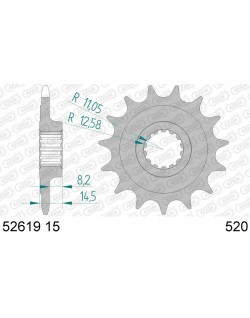 Pignon AFAM acier standard 52619 - 520
