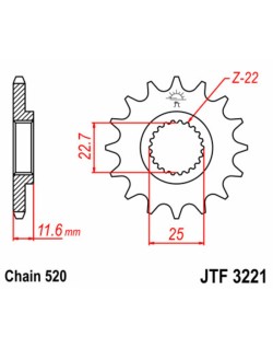 Pignon JT SPROCKETS acier standard 3221 - 520