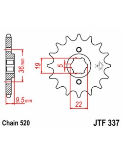 Pignon JT SPROCKETS acier standard 337 - 520