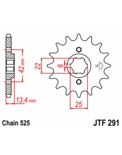 Pignon JT SPROCKETS acier standard 291 - 525