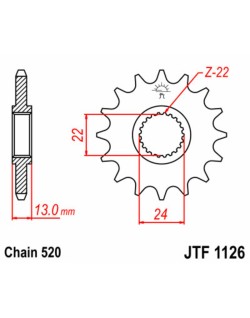 Pignon JT SPROCKETS acier standard 1126 - 520