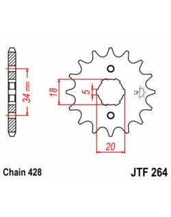 Pignon JT SPROCKETS acier standard 264 - 428