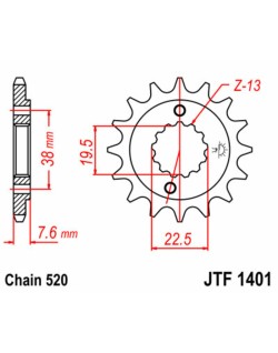 Pignon JT SPROCKETS acier standard 1401 - 520