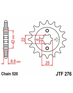 Pignon JT SPROCKETS acier standard 276 - 520