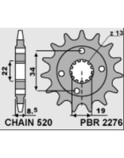 Pignon PBR acier standard 2276 - 520