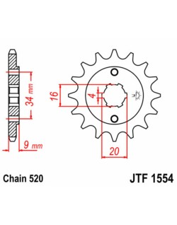 Pignon JT SPROCKETS acier standard 1554 - 520