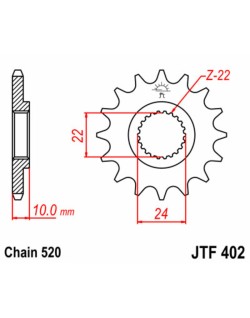 Pignon JT SPROCKETS acier standard 402 - 520