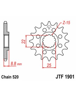Pignon JT SPROCKETS acier standard 1901 - 520