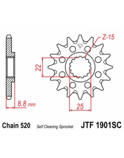 Pignon JT SPROCKETS acier anti-boue 1901 - 520