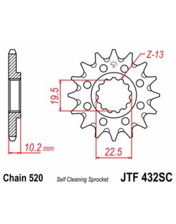Pignon JT SPROCKETS acier anti-boue 432 - 520