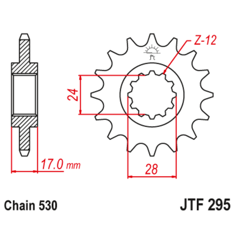 Pignon JT SPROCKETS acier anti-bruit 295 - 525 Pignon JT SPROCKETS acier anti-bruit 295 - 525