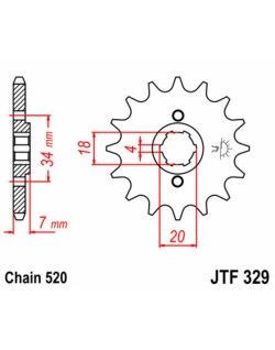 Pignon JT SPROCKETS acier standard 329 - 520
