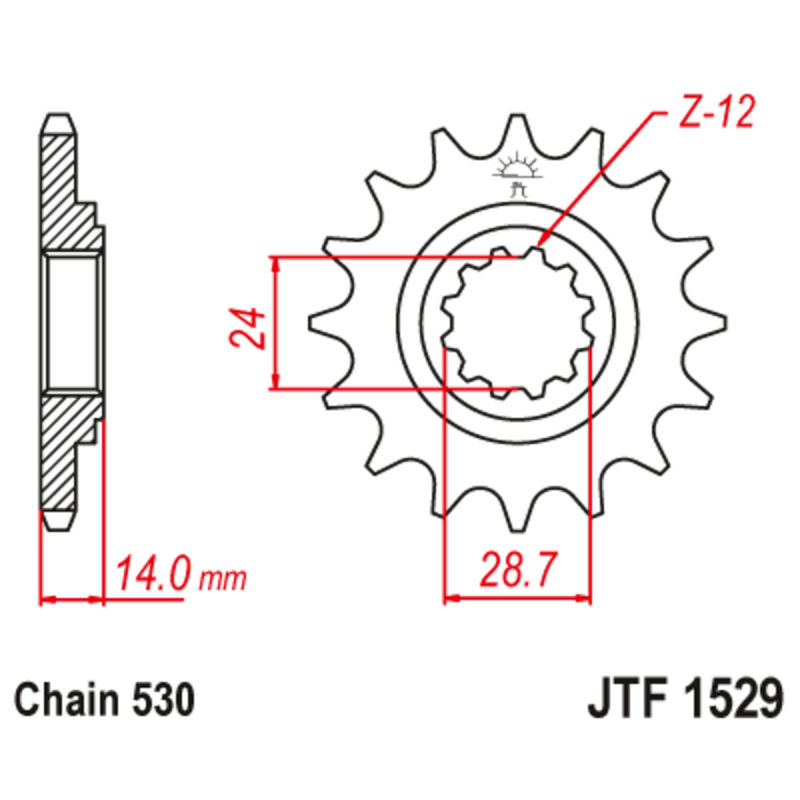 Pignon JT SPROCKETS acier anti-bruit 1529 - 525 Pignon JT SPROCKETS acier anti-bruit 1529 - 525