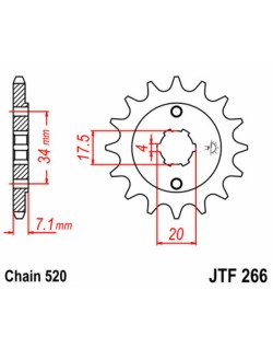 Pignon JT SPROCKETS acier standard 266 - 520