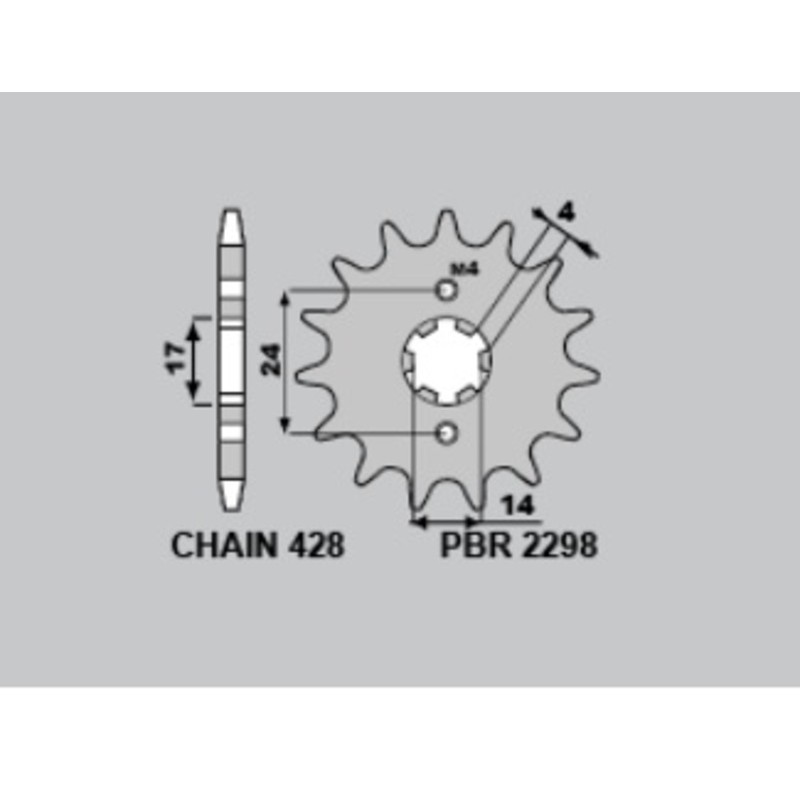 Pignon PBR acier standard 2298 - 428 Pignon PBR acier standard 2298 - 428